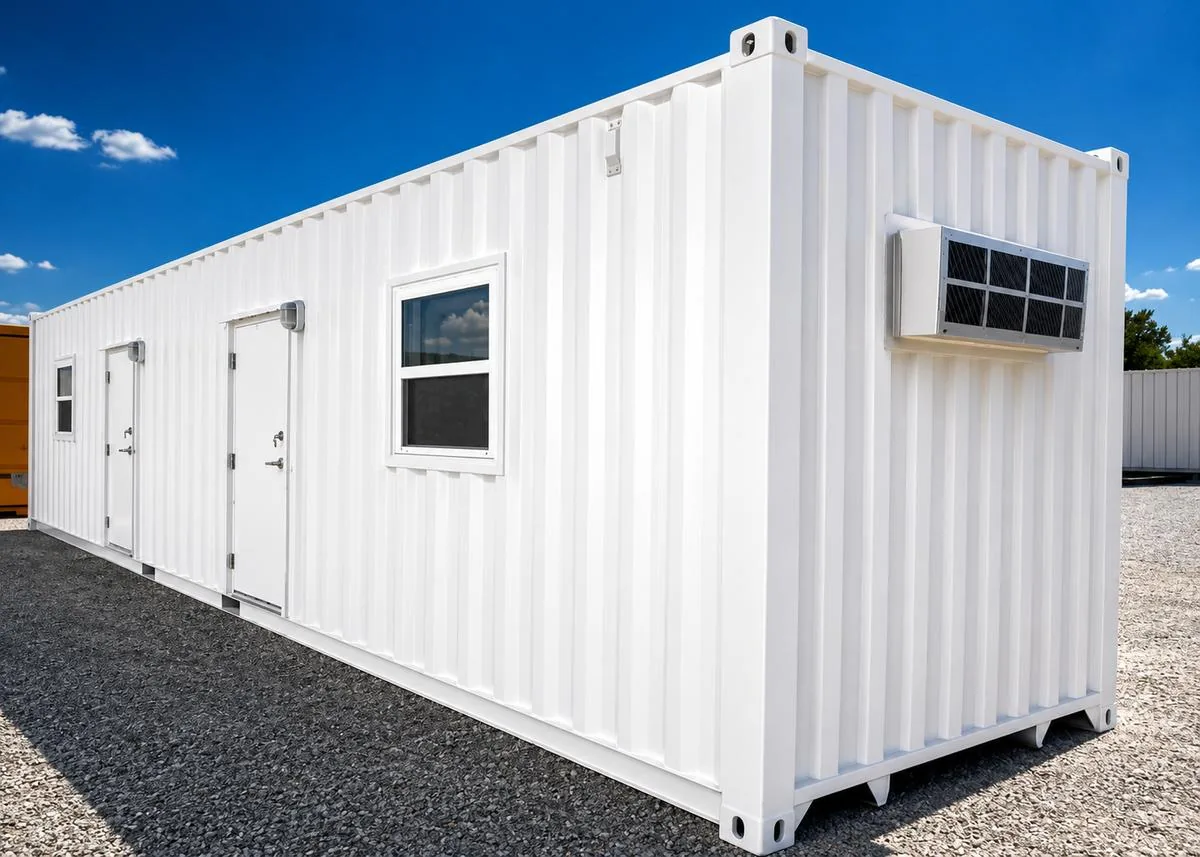 White refrigerated 40ft container with cooling unit